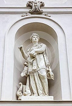 Muse statue on the wall of Linderhof Palace in Germany, Bavaria