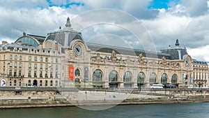 The musee d'Orsay is a museum in Paris timelapse, on the left bank of the Seine. Paris, France