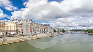 The musee d'Orsay is a museum in Paris timelapse , on the left bank of the Seine. Paris, France