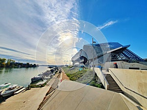 Musee des confluences, modern buliding of a famous museum in Lyon, France photo