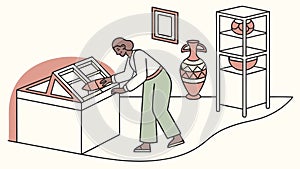 Museum Archivist Work, Curating Exhibits and Artifacts, vector design Generative AI