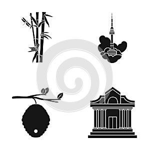 Museum, beekeeping, tourism and other web icon in black style.theaters, columns, architecture, icons in set collection.