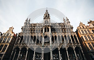 Museum of the City of Brussels on the main square Grand Place in Brussels at dusk, Belgium