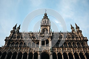Museum of the City of Brussels on the main square Grand Place in Brussels at dusk, Belgium