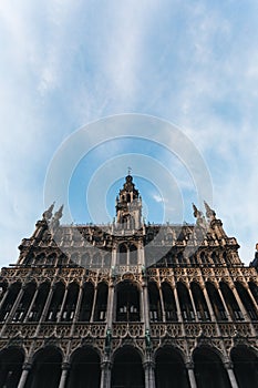 Museum of the City of Brussels on the main square Grand Place in Brussels at dusk, Belgium