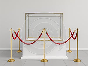 Museum Display Case with Velvet Rope Barrier