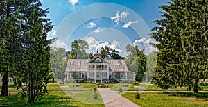 Museum estate of Petrovskoye, Pushkin mountains, Russia photo