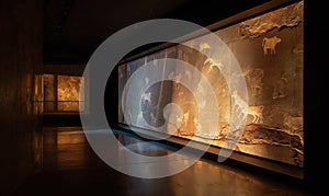 Ancient Cave Paintings in Museum