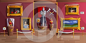 Museum exhibition room cartoon vector illustration photo