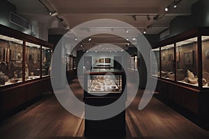 Museum with exhibits. AI Generated