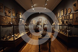 Museum with exhibits. AI Generated