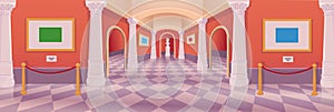 Museum Hall art gallery vector cartoon interior