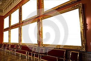Museum interior with picture frames. empty gallerys in museum
