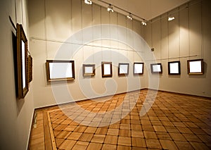 Museum interior with picture frames. empty gallerys in museum