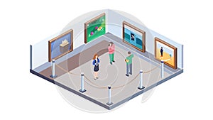 Museum Interior with Visitors Appreciating Art, vector design Generative AI