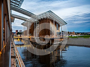 Museum of Modern Art In Residential Multi-storey Houses In Aker Brygge District In Summer Evening in Oslo city