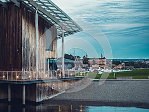 Museum of Modern Art In Residential Multi-storey Houses In Aker Brygge District In Summer Evening in Oslo city