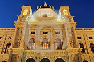 Museum of Natural History in the evening - landmark attraction in Vienna, Austria