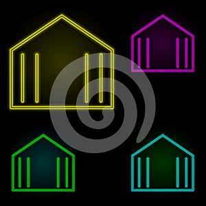 museum neon color set icon. Simple thin line, outline vector of building landmarks icons for ui and ux, website or mobile