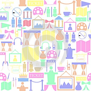 Museum seamless pattern background icon