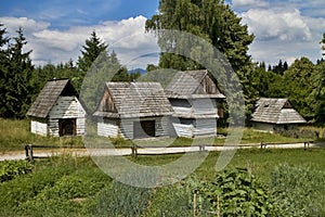 Museum of Slovak Village in Martin: Orava region - Cabinet log buildings for grain storage