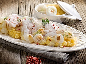 Mush wtih cod and onion