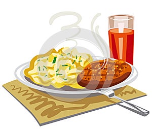 Mushed potatoes with cutlet