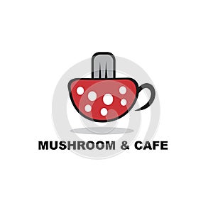 Mushroom and cafe logo design concept
