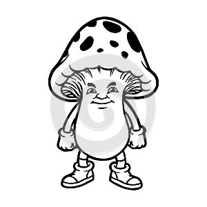 Mushroom Cartoon Character Monochrome