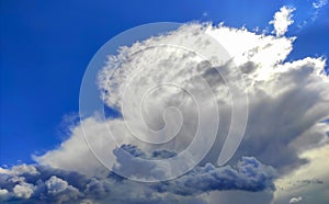 Mushroom cloud development high up in the atmosphere