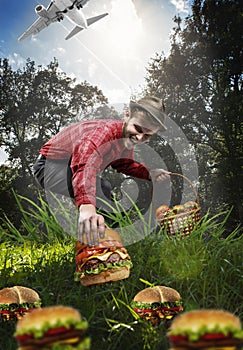 Mushroom collector collects only hamburgers