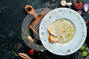 Mushroom Cream Soup. Top view.