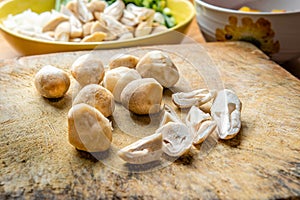 Mushroom on cutting board