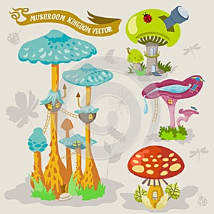 Mushroom fairy kingdom vector fantasy land illustration map builder photo