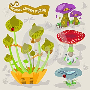 Mushroom fairy kingdom vector fantasy land illustration map builder photo