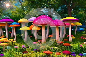 Mushroom Fantasy in Magical forest