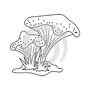 Mushroom with grass Hand drawn vector illustration