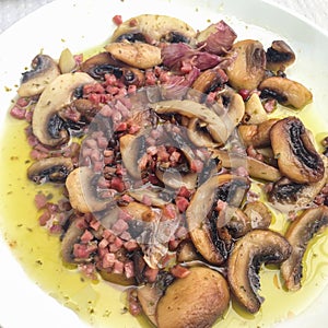 Mushroom and ham tapas. photo