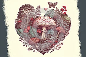 Pilz herz jeden Pilz. wahr aus pilze. illustrationen für dich Spinnennetz valentinskarte 