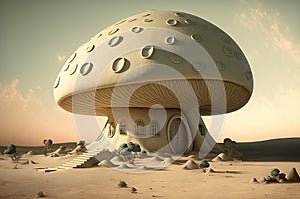 Mushroom house in the desert