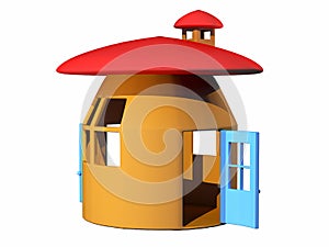 Mushroom house open door welcome