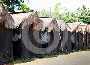 Mushroom hut in agriculture farm in rural to keeping humidity