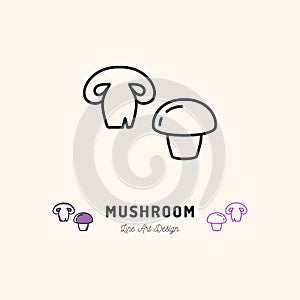 Mushroom icon Champignon Vegetables logo. Thin line art design
