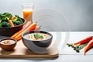 Mushroom and lentil cream soup, bean, carrot and tomato soup, broccoli and spinach soup