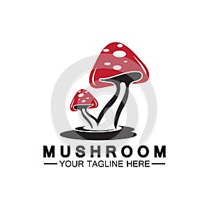 Mushroom Logo Vector Simple & Modern or Agriculture Organic Food Design Template photo