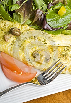 Mushroom Omelet with Green Salad