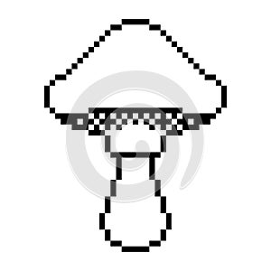 Mushroom outline pixel art on white background