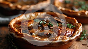 Mushroom Potpie on wooden table