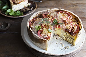 Mushroom quiche food photography recipe idea