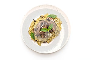 Mushroom Risotto with Pesto and Cheese